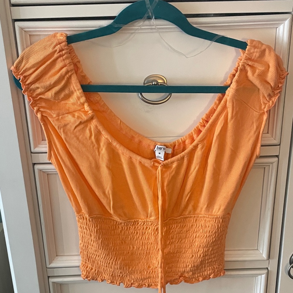 Bar III Tangerine Smocked Blouse